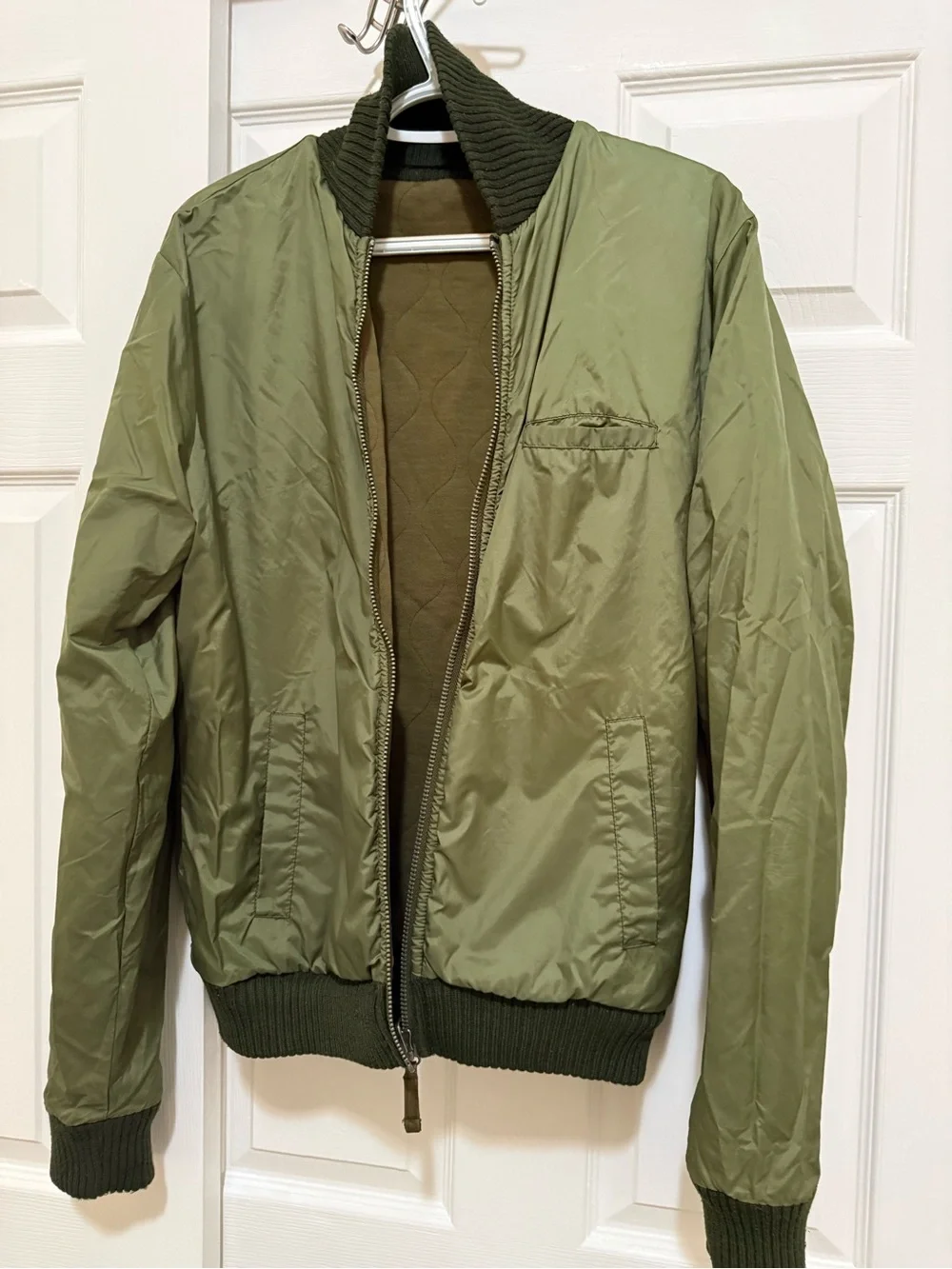 Lucky Brand Olive Green Jacket with Red Accent Stitching